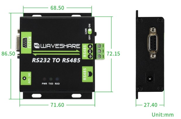 Waveshare RS232 To RS485 Dönüştürücü, Endüstriyel Düzey İzolasyon ...